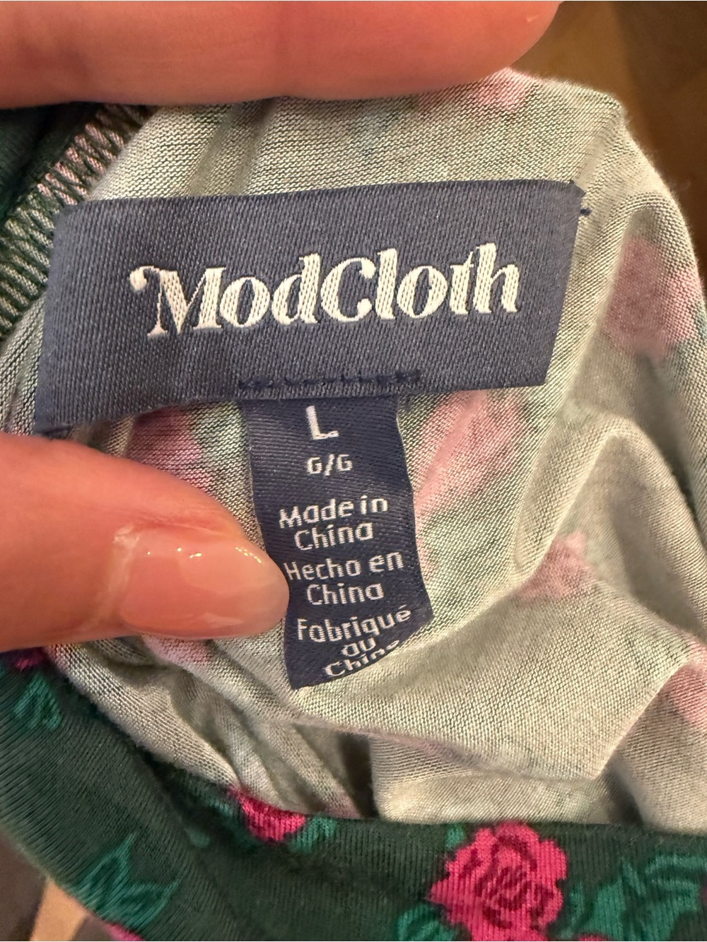 ModCloth Whimsy Goth Floral Print Dress, Mock Neck Long Sleeve Rouched Detail L - Picture 5 of 10